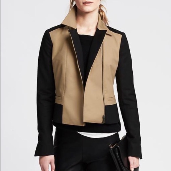 Banana Republic Jackets & Blazers - Banana Republic contrast Moto jacket black & tan